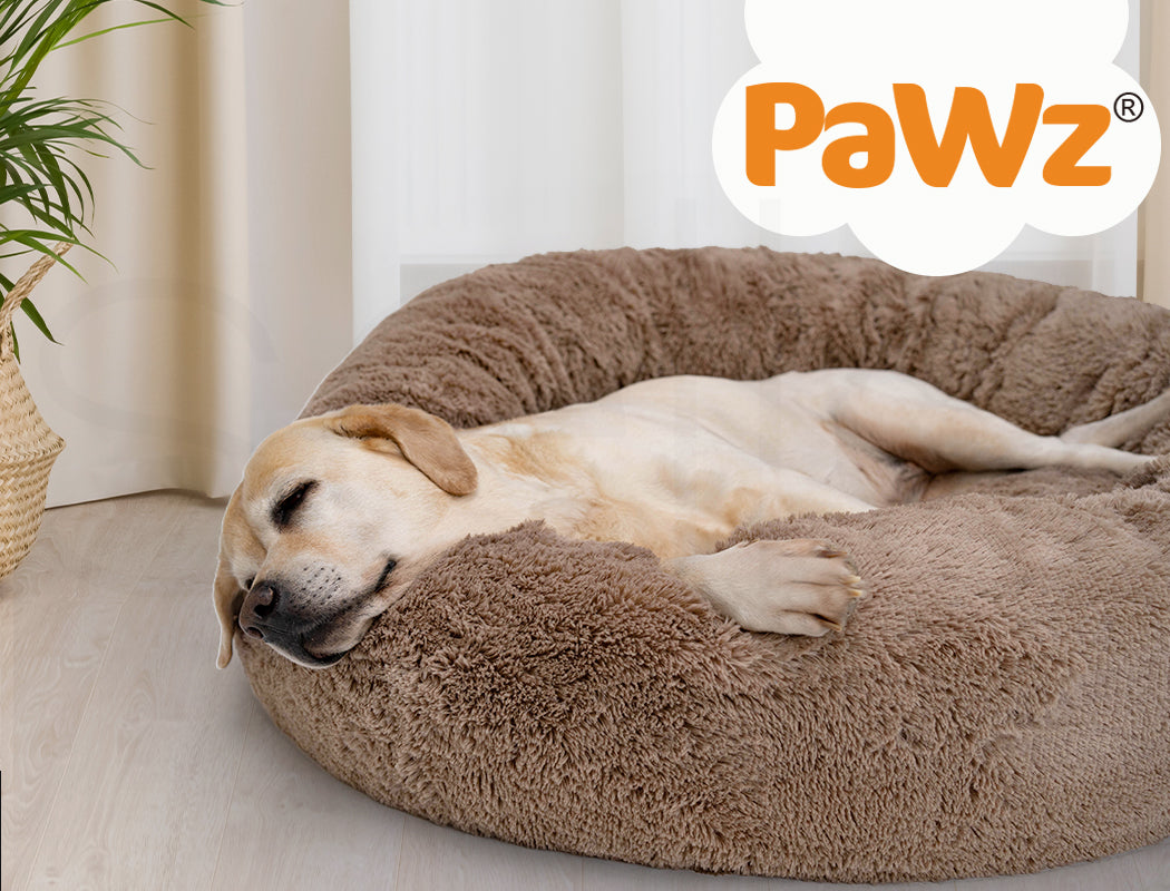 Pawz Dog Calming Bed Warm Soft Plush round Comfy Sleeping Kennel Cave Washable