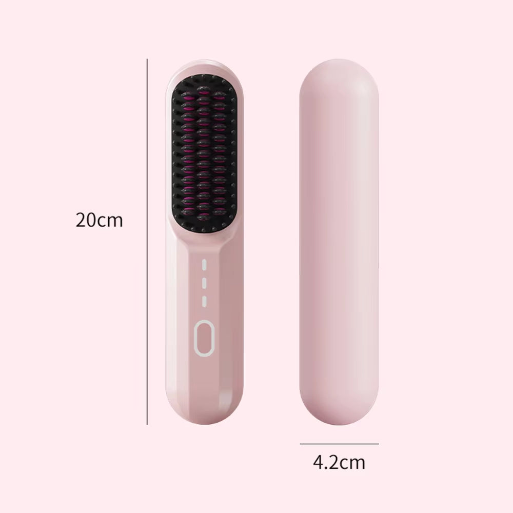 Wireless Straight Hair Comb Negative Ion Hair Care Dry and Wet Dual-Purpose USB Rechargeable Portable Curling Iron Artifact