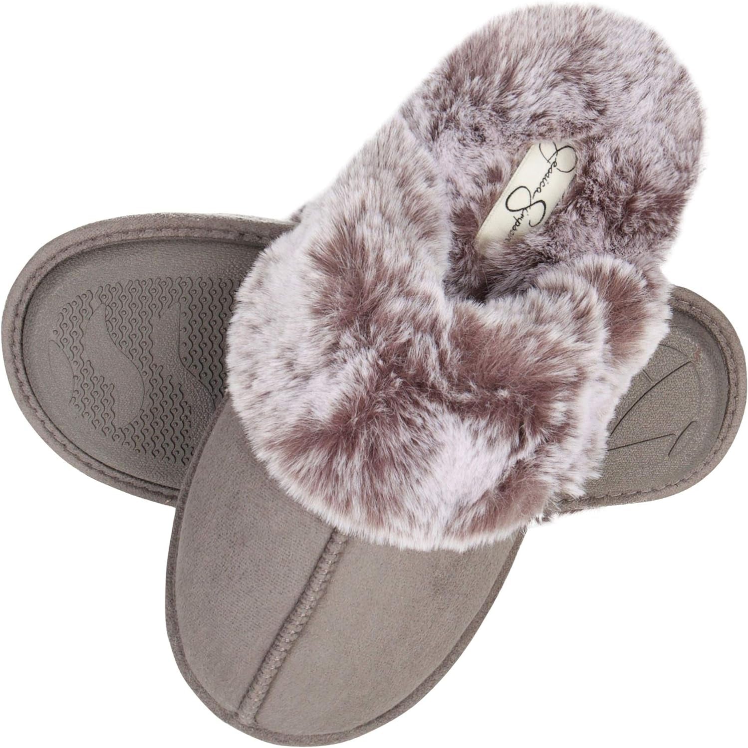 Women'S Comfy Faux Fur House Slipper Scuff Memory Foam Slip on Anti-Skid Sole