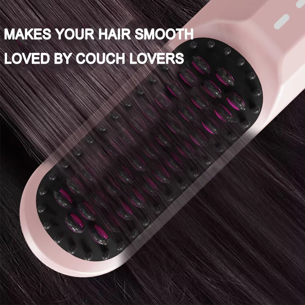 Wireless Straight Hair Comb Negative Ion Hair Care Dry and Wet Dual-Purpose USB Rechargeable Portable Curling Iron Artifact