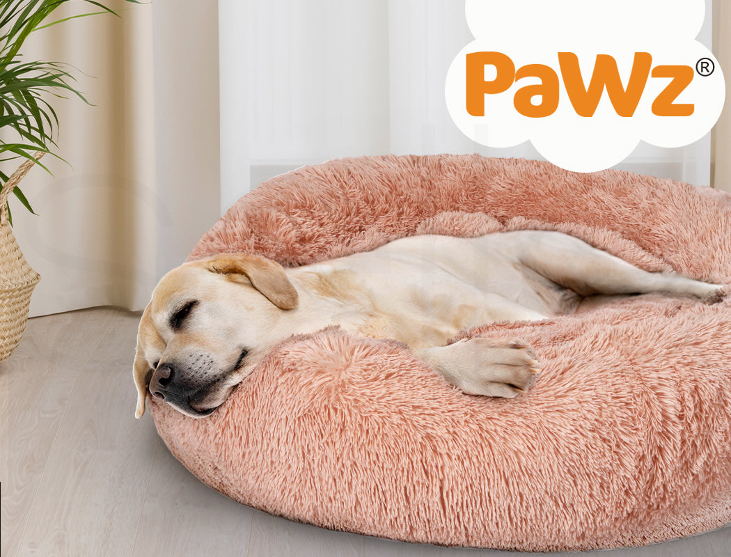 Pawz Dog Calming Bed Warm Soft Plush round Comfy Sleeping Kennel Cave Washable