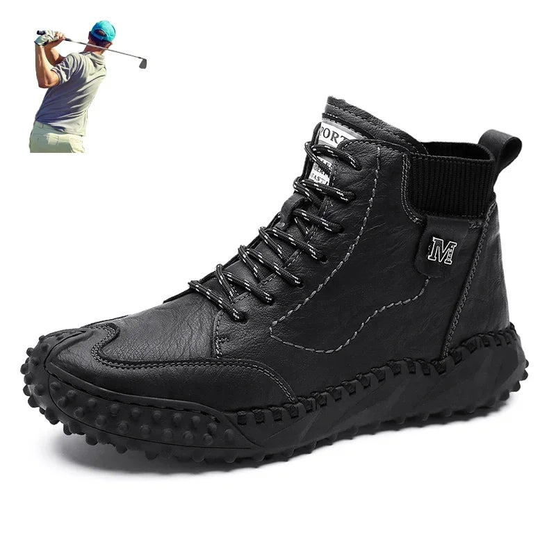 New Winter Golf Shoes Men High Ankle Golfer Sneakers Big Size 46 Spikeless Athletics Sport Turf Golfing Boots Men Golf Sneakers